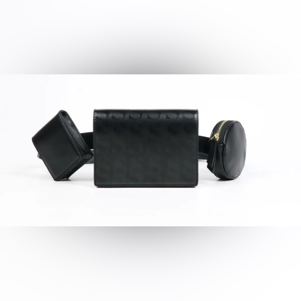 49 inch black belt detachable accessories pouches | waist belted fanny pack bag